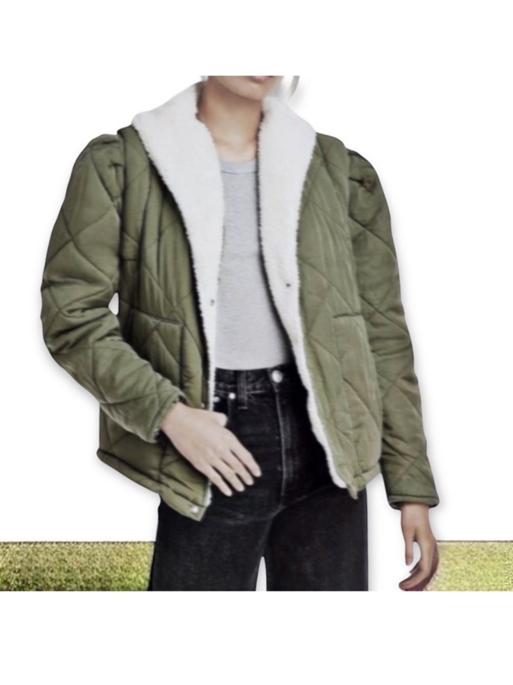 NWT Blank NYC Faux Fur Trim Quilted Jacket